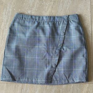 M - Blue Rain Plaid Mini Skirt